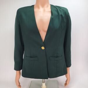 Girl Scouts Of The USA Blazer Womens 8 Green One Button Business Casual